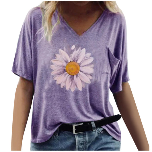 Playera Corta Estampado Girasol para Mujer - Image 10