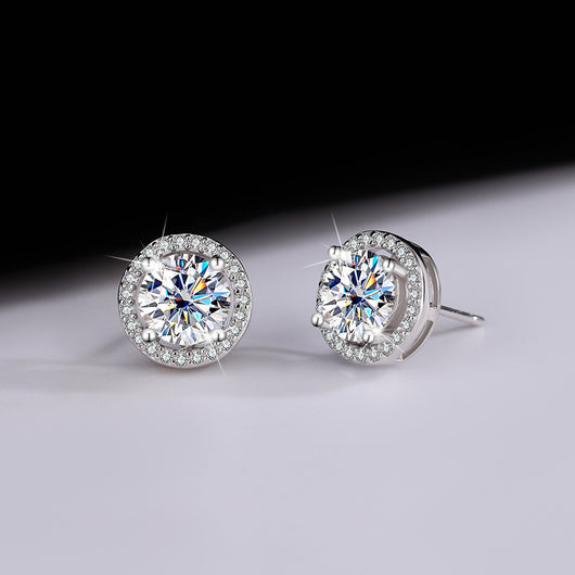 Aretes de Plata Esterlina S925 con Moissanita Redonda Genuina - Diseño Simple y Elegante - Image 3