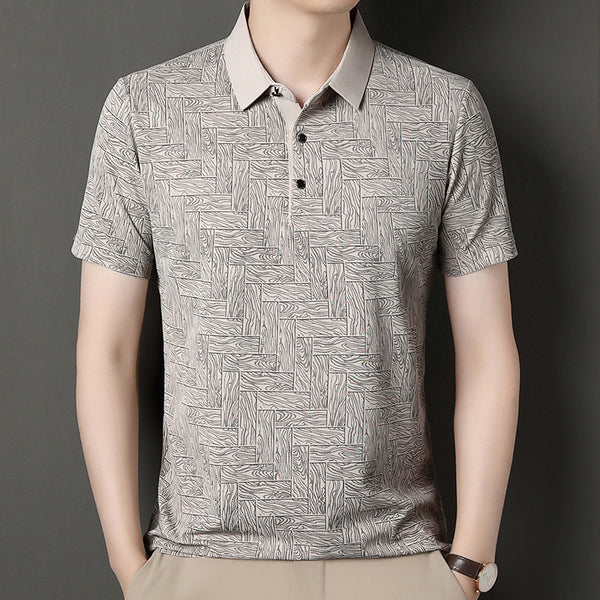 Camiseta Fresca de Seda de Hielo con Estampado Moderno para Hombre