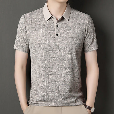 Camiseta Fresca de Seda de Hielo con Estampado Moderno para Hombre