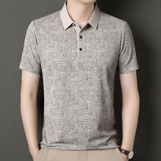 Camiseta Fresca de Seda de Hielo con Estampado Moderno para Hombre