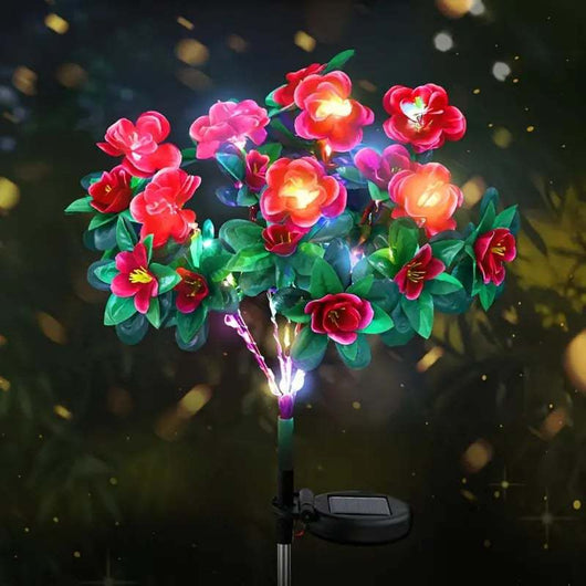 Linterna Solar Decorativa con Flores de Azalea Artificial - Image 7