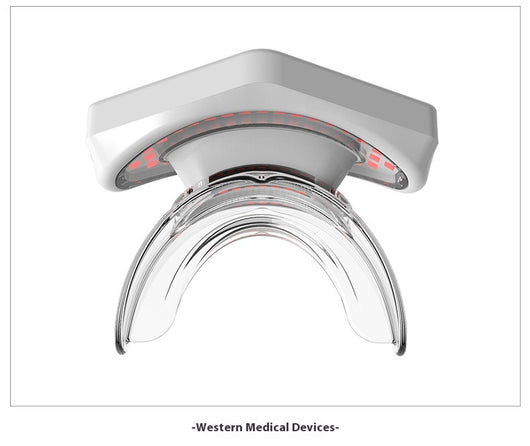 White and clear plastic beauty lip care instrument with red light elements for at-home lip treatment. - Image 9