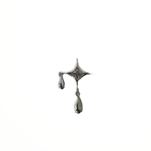 Aretes de Plata Esterlina Estrella Río Nocturno con Gota de Agua Tridimensional - Image 5