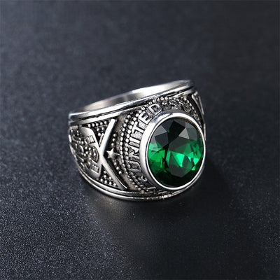 Anillo Militar de Acero Titanio con Gema Punk Personalizado para Hombre - Image 12