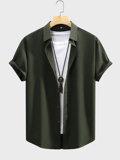 Camisa de Manga Corta Clásica para Hombre - Color Liso Verano - Image 15