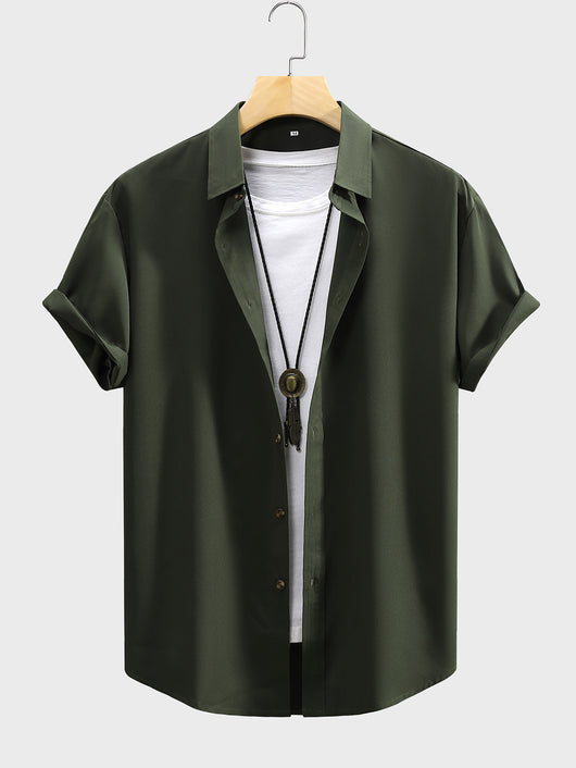 Camisa de Manga Corta Clásica para Hombre - Color Liso Verano - Image 15