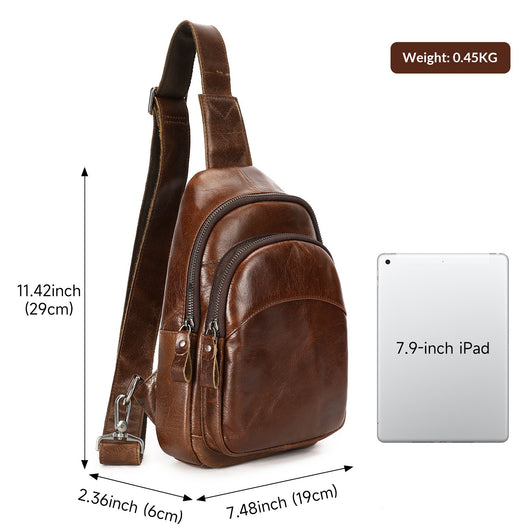 Bolsa de Pecho Minimalista de Cuero Genuino Gran Capacidad para Hombre - Image 4