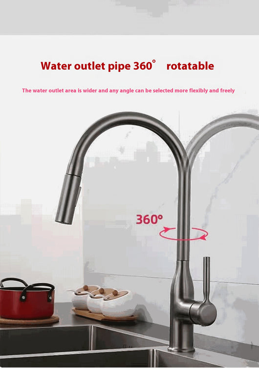Grifo de Cocina Gris Grafito con Caño Extraíble y Doble Salida de Agua - Image 11