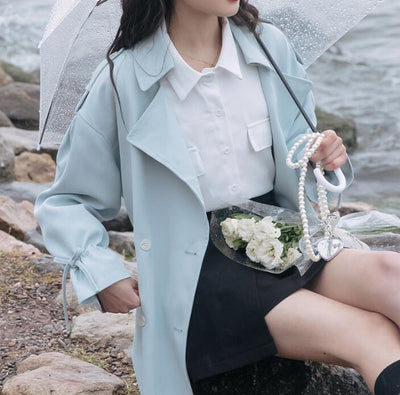 Gabardina Clásica Azul Estilo Británico para Mujer - Image 4