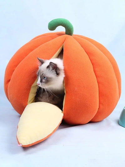 Cama Nido Cálida para Gatos - Casa Tipo Calabaza Cerrada con Bolsa de Dormir - Image 11