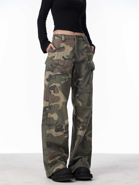 Pantalones Cargo Camuflaje Mujer Rectos Holgados Casual - Image 14