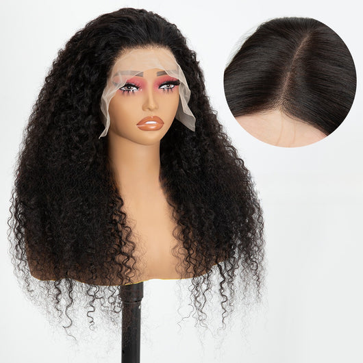 Peluca Frontal de Encaje con Rizos Suaves, Cabello Negro Largo y Voluminoso - Image 9