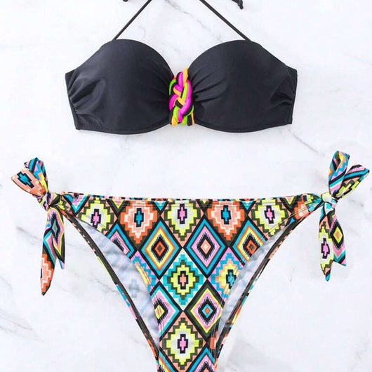 Bikini Sexy de Cintura Alta con Tirantes y Abertura - Image 3