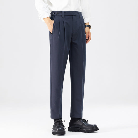 Pantalones Casuales Rectos con Botón en la Cintura Estilo Coreano para Hombre