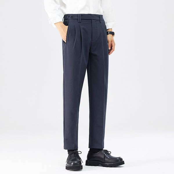 Pantalones Casuales Rectos con Botón en la Cintura Estilo Coreano para Hombre