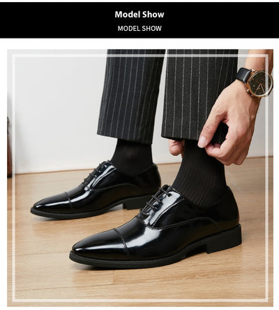 Zapatos Oxford de Cuero Charol con Punta Fina - Calzado Ejecutivo para Hombre - Image 14