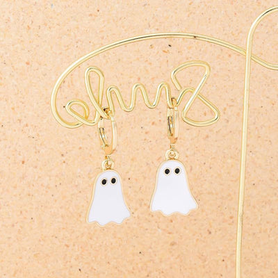 Aretes de Aro con Fantasma Dorado para Halloween - Image 4