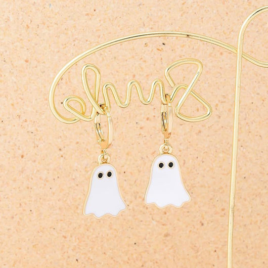 Aretes de Aro con Fantasma Dorado para Halloween - Image 4