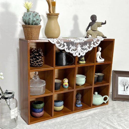 Gabinete Retro de Madera Maciza con 12 Compartimentos para Tazas