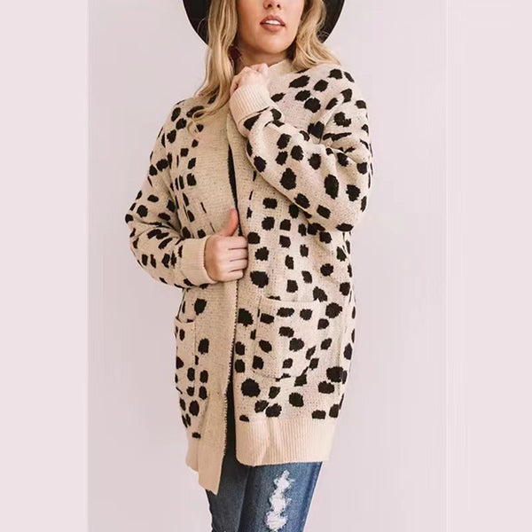 Cardigan Tejido Suelto con Lunares Irregulares para Mujer