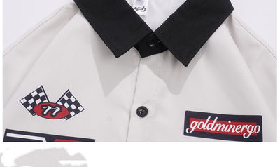 Camisa Casual Americana con Contraste de Manga Corta para Hombre - Image 2