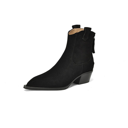 Botas Cortas con Tacón Robusto y Punta Afilada con Cierre Trasero para Mujer - Image 14