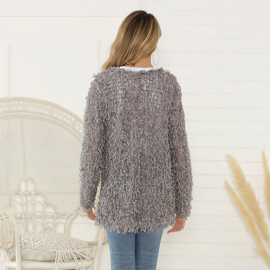 Abrigo Cardigan Largo de Mujer Otoño con Tela Felpa Premium - Image 4