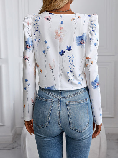 Chaqueta Larga Estampada con Mangas Gigot Elegante - Image 10