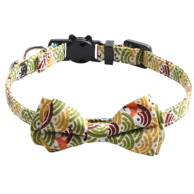 Collar para Gato Estilo Japonés con Patrón de Hierba y Moño Desmontable - Image 14