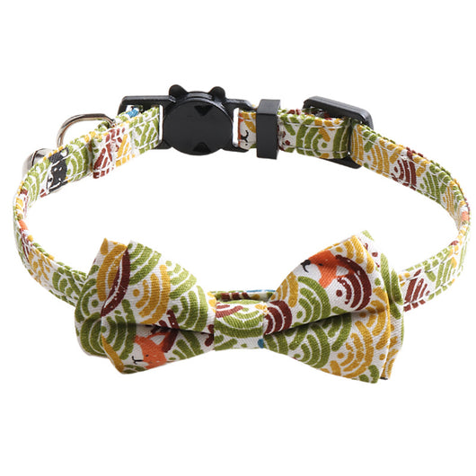 Collar para Gato Estilo Japonés con Patrón de Hierba y Moño Desmontable - Image 14