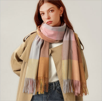 Bufanda Chal de Cashmere con Borlas - Abrigo Escocés Largo para Invierno - Image 29