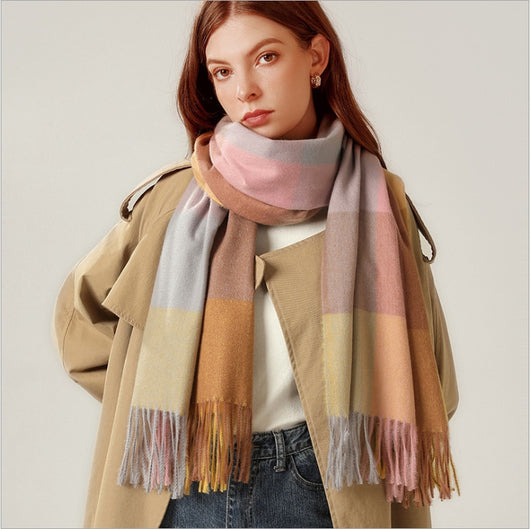Bufanda Chal de Cashmere con Borlas - Abrigo Escocés Largo para Invierno - Image 29
