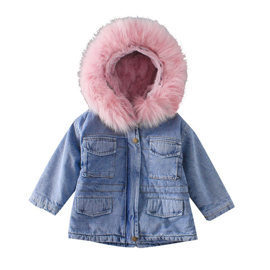 Chaqueta de Niña Denim con Forro de Terciopelo para Otoño e Invierno - Image 2