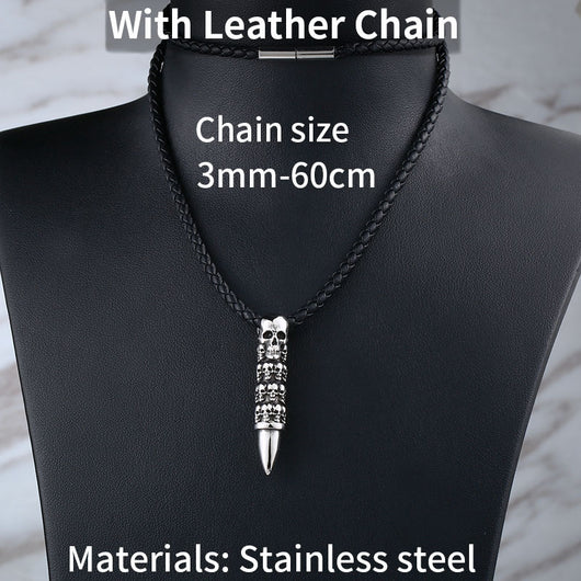 Collar Cráneo Bala Acero Inoxidable 316L Estilo Punk Unisex - Image 9
