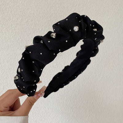 Diadema Plisada de Satén Premium Negro Ancho - Image 27