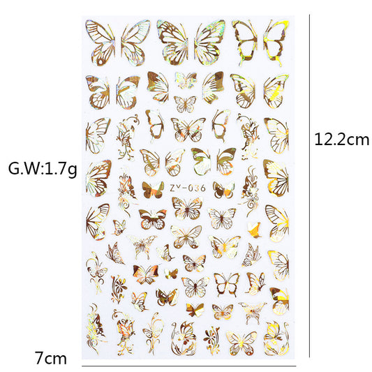 Stickers de Uñas Mariposa con Efecto Bronce Láser - Image 2