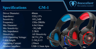 Auriculares Gaming Luminosos GM-1 con Micrófono y Luces LED - Image 5
