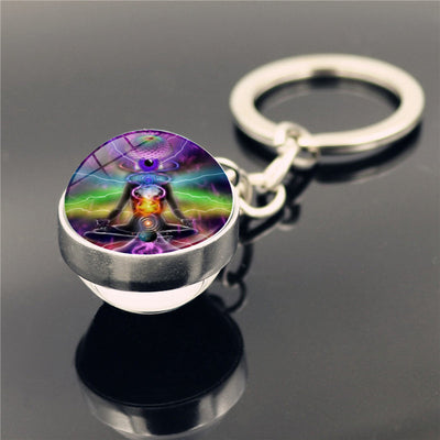 Llavero Colgante de Cristal Doble Cara con Símbolo de Yoga - Image 14