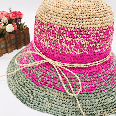 Sombrero de Rafia Tejido con Cúpula Calada y Ala Plana para Mujer - Image 5