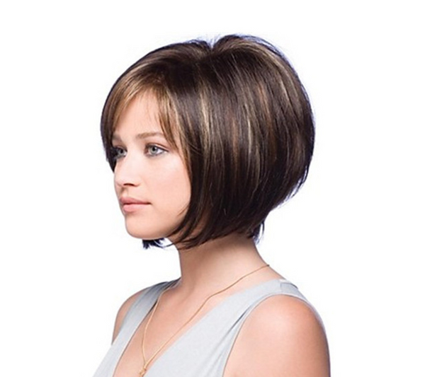 Peluca de Cabello Corto Liso Castaño - Estilo Fashion