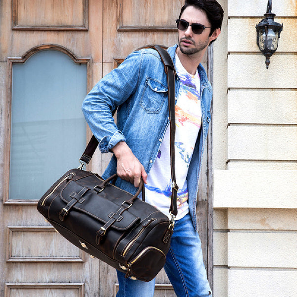 Bolsa de Viaje en Cuero Curtido al Vegetal para Hombre