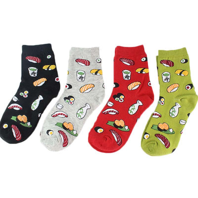 Calcetines Medianos de Algodón para Mujer con Diseño de Sushi y Vida Creativa - Image 13