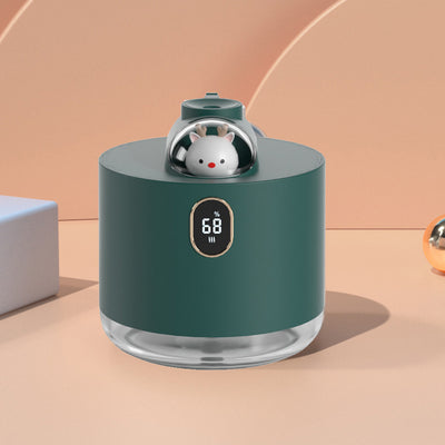 Pink wireless air humidifier with a cute white cat head design, digital display, and transparent water tank. - Image 13
