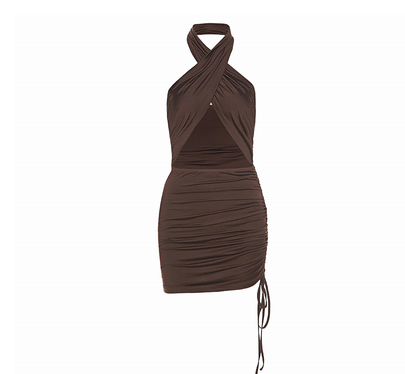 Vestido Elegante Backless de Color Sólido con Cuello Halter - Image 13