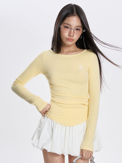 Blusa Plisada Cuello Redondo Manga Larga Versátil para Primavera - Image 11