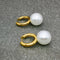 Grande Brass Plated 18K Pearl Earrings Blanco