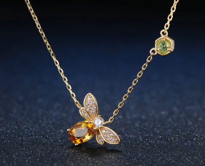 Collar de Abeja con Incrustación de Citrino y Peridoto Natural - Image 5
