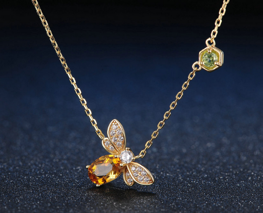 Collar de Abeja con Incrustación de Citrino y Peridoto Natural - Image 5