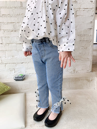 Pantalones Infantiles Estilo Occidental con Moño en los Tobillos - Versión Coreana - Image 9